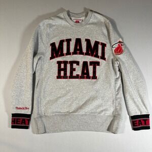 Miami‎ Heat Sweater Mens Small Grey Pullover NBA Basketball Mitchell & Ness